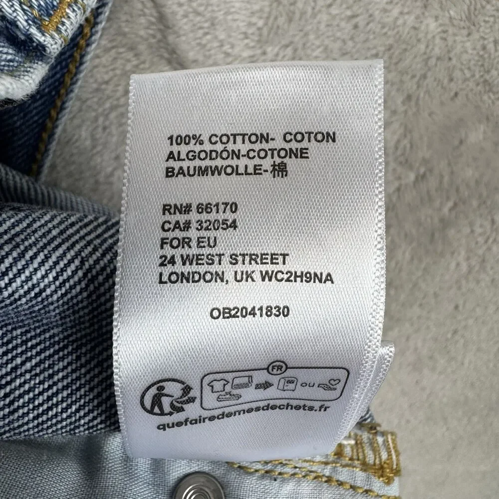 BDG Skate Fit Jeans Men's 32/32 Blue Raw Hem Distressed Faded Cotton